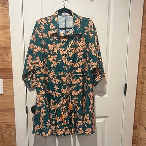 Floral Green and Orange Dress